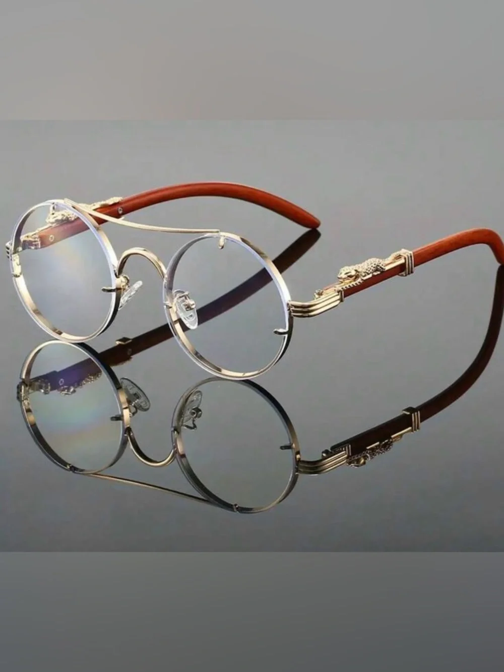Vintage Round Clear Lens Glasses Gold Frame | Statement Fashion Eyewear